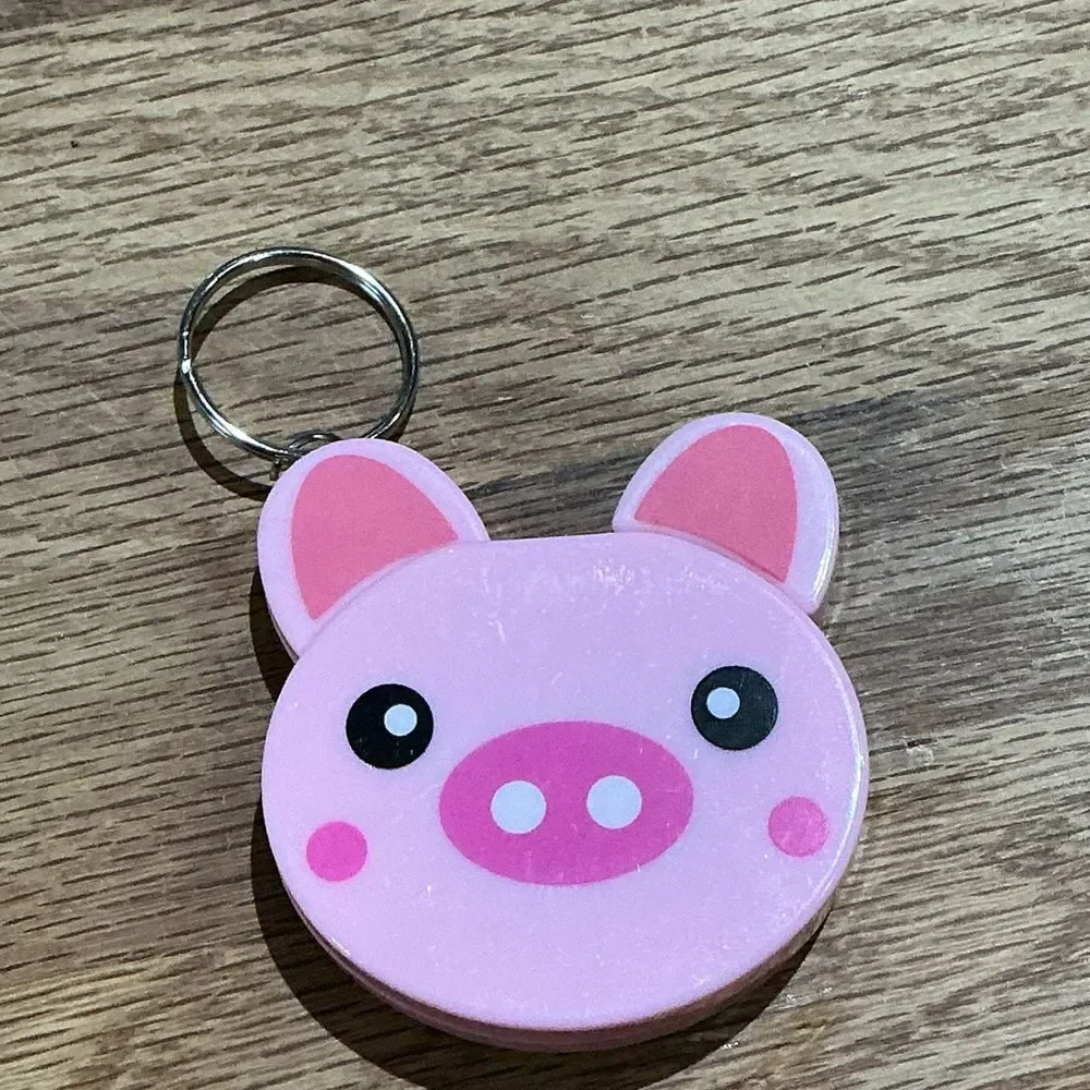 Cute Pink Pig Retractable Tape Measure 60” 150cm Keychain Sewing Craft NEW